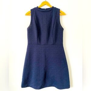 Loft Circle Print Sleeveless Navy Blue and Black Career Dress, Size 10